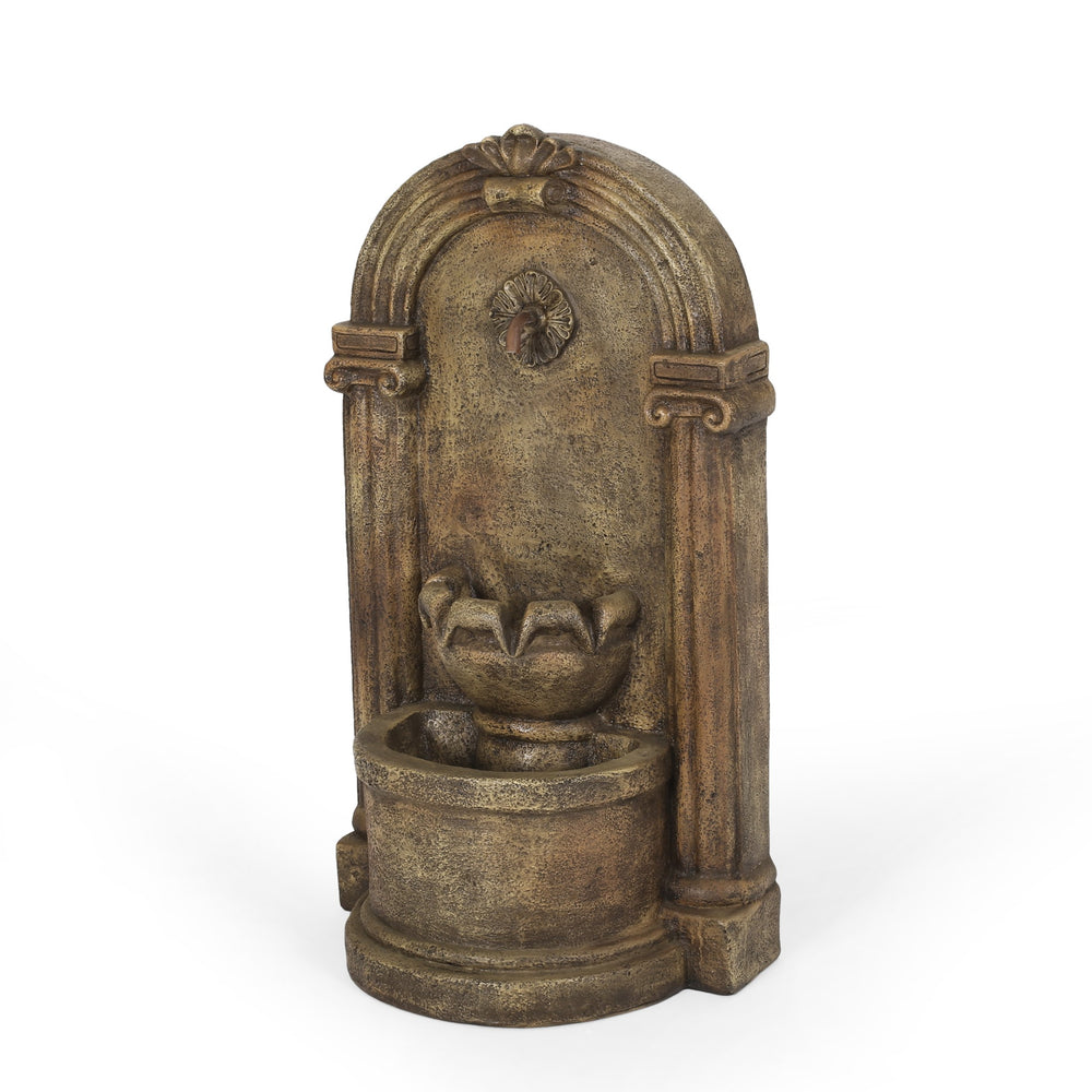 English Elm Christopher Knight Home® - 35.25" Weather-Resistant Outdoor Floor Fountain with LED Underwater Lights, Polyresin Two-Tier Elegance 71768.00LBRN