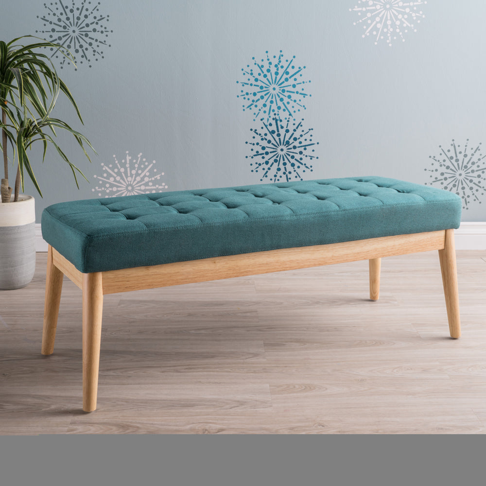 English Elm Ottoman Tufted Upholstered Bench with Birch Frame Mid-century Style for Bedroom Entry 60407.00DTE