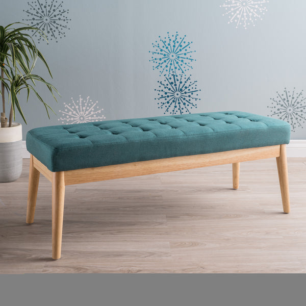 English Elm Ottoman Tufted Upholstered Bench with Birch Frame Mid-century Style for Bedroom Entry 60407.00DTE