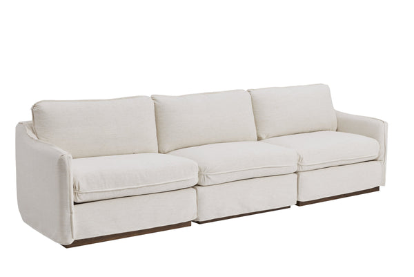 A.R.T. Furniture Alias Modular Sectional Sofa With Luxurious Slipcovers And Light Oak Frame For Chic Living Spaces White Slipcover In A Polyester,Linen Blend Fabric,In A Vanilla Coloration 761511-5302s3