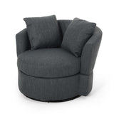 Christopher Knight Home® - Noble House - Smyrna Contemporary Upholstered Swivel Club Chair, Charcoal and Black