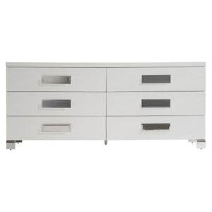 Bernhardt Bernhardt Coro Dresser In Azucar Finish With Polished Stainless Accents, 6 Soft-Close Drawers, 76" Wide 316052