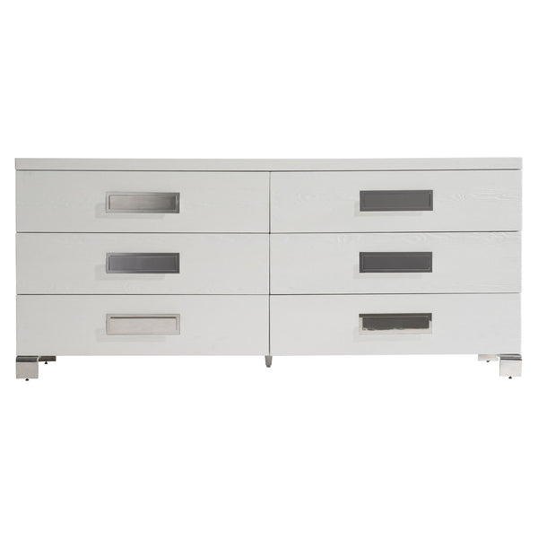 Bernhardt Bernhardt Coro Dresser In Azucar Finish With Polished Stainless Accents, 6 Soft-Close Drawers, 76" Wide 316052