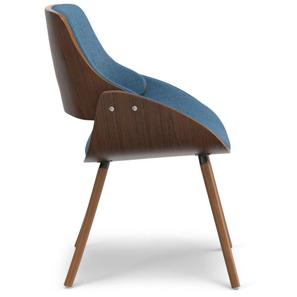 English Elm Malden Bentwood Dining Chair - Stylish Blue Upholstered Seat For Mid-Century Modern Homes B136P158899