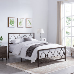 English Elm Christopher Knight Home® - QUEEN Copper Iron Metal Bed Frame – Low Profile Platform with Geometric Circular Design & Slats Support 63288.00HMCOP-Q