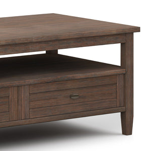 English Elm Warm Shaker Solid Wood Coffee Table – 48" Farmhouse Brown, Storage Drawers, Stylish & Versatile Design B136P159665-GIGA