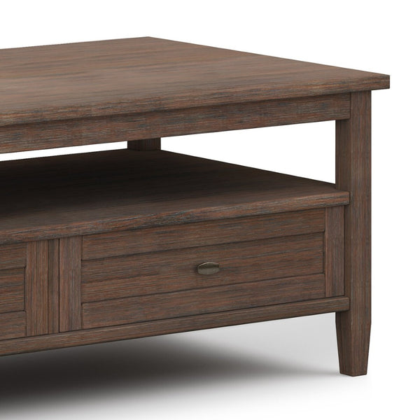 English Elm Warm Shaker Solid Wood Coffee Table – 48" Farmhouse Brown, Storage Drawers, Stylish & Versatile Design B136P159665-GIGA