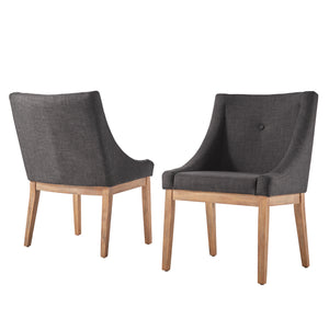 Homelegance By Top-Line Marsean Button Tufted Slope Arm Linen Dining Chairs (Set of 2) Natural Rubberwood