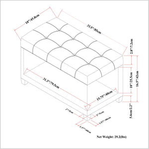 English Elm Sienna Storage Ottoman Bench In Stone Grey - Stylish Seating, Hidden Storage & Easy Care Design B136P159115-GIGA