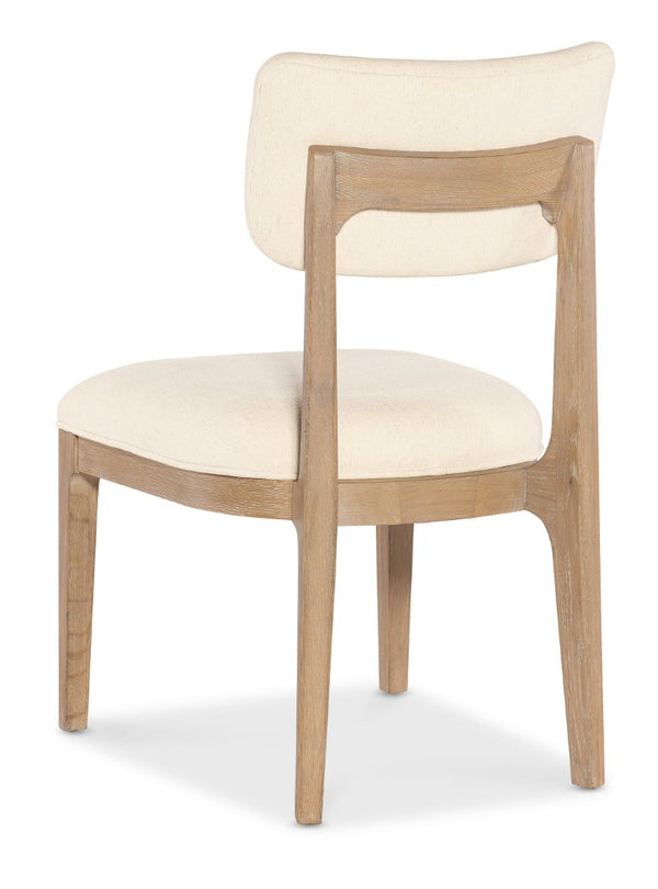 Hooker Furniture Banyon Banyon Bay Upholstered Side Chair — Klismos Curved Back, Levi Oyster Comfort, Desert Oak Rustic Finish 6081-75410-82