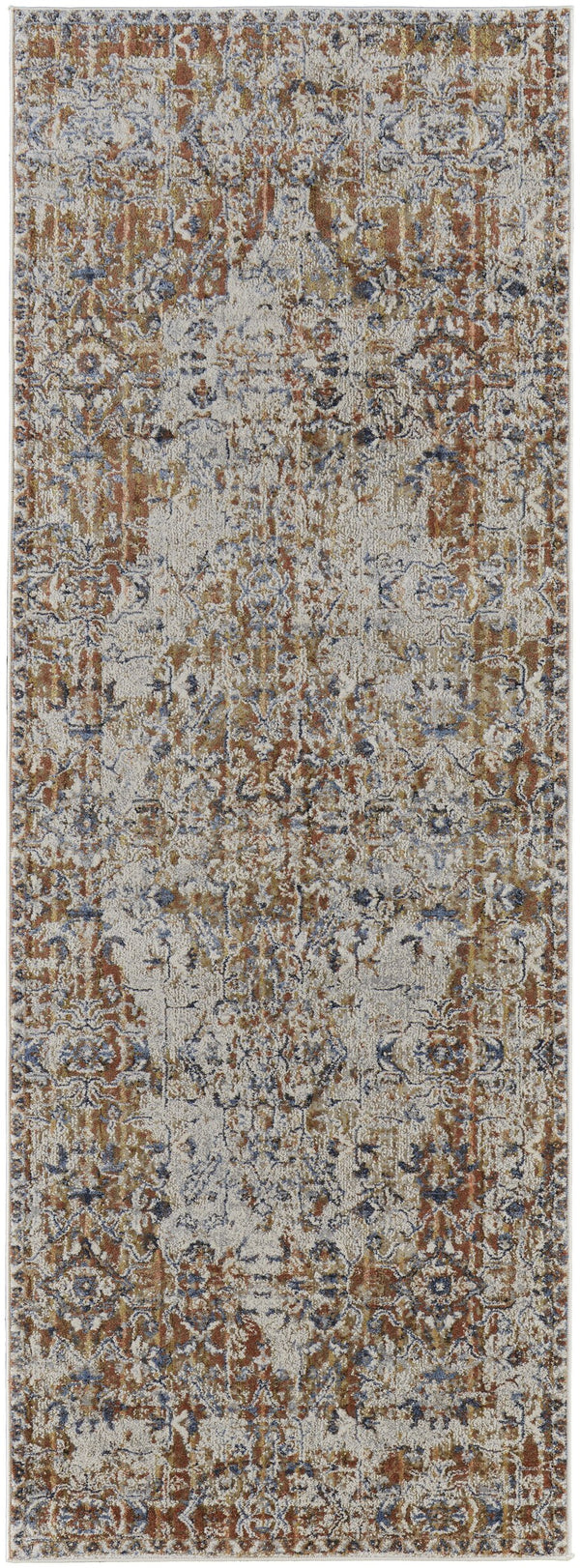 Feizy Rugs Kaia Luxurious Low Pile Medallion Area Rug - Soft, Durable, And Fade-resistant For High Traffic Areas Tan,Ivory,Orange Polypropylene,Viscose,Polyester Kai39hvfbgemlti3e