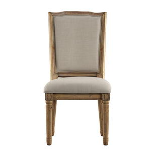 Homelegance By Top-Line Mayer Ornate Linen and Wood Dining Chairs (Set of 2) Beige Rubberwood