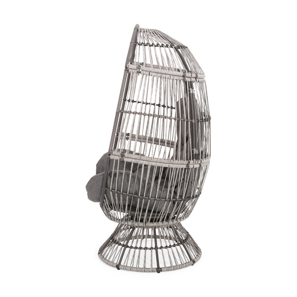 English Elm Christopher Knight Home® - RESEDA Swivel Egg Chair with Faux Rattan Basket, Water-Resistant Cushion, Handcrafted Comfort Grey+Taupe 67931.00TPDGRY