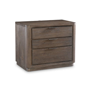 Bernhardt Bernhardt Outline Nightstand With 3 Soft-Close Drawers, Wire-Brushed Oak, Usb Charging, Modern Style 360231