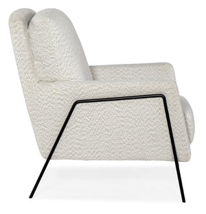 Hooker Furniture Amette Modern Metal Frame Club Chair With Plush Woolens Snow Upholstery — Sleek Low-Slung Comfort CC452-401
