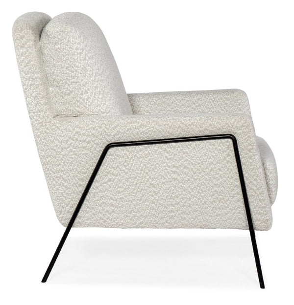 Hooker Furniture Amette Modern Metal Frame Club Chair With Plush Woolens Snow Upholstery — Sleek Low-Slung Comfort CC452-401