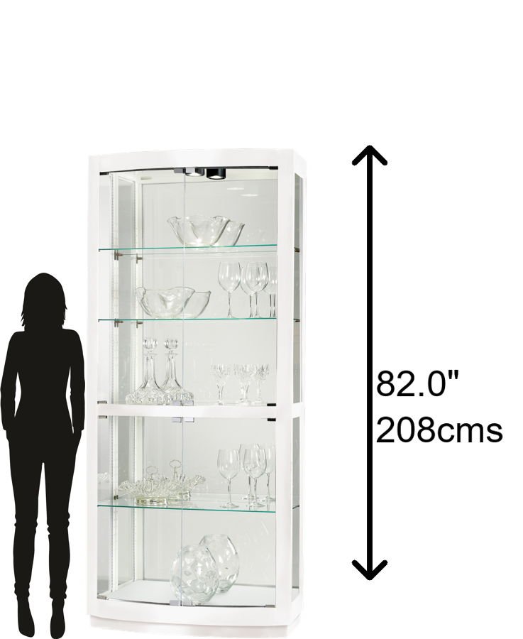 Hekman Furniture 680677 Bradington Iii Curio Cabinet - Gloss White Finish, Curved Glass Doors, Adjustable Shelves & Lighting Gloss White Bradington Iii Curio Cabinet 680677