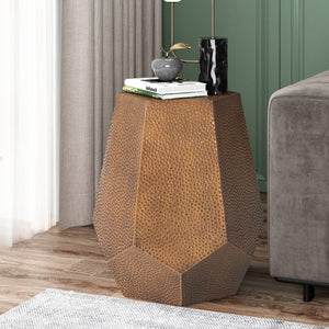 English Elm Christopher Knight Home® - METAL Modern Hammered Iron Geometric Side Table — Sleek Brushed Finish, Sturdy 80 lb Capacity Antique Bronze 72228.00BRZBRSANT