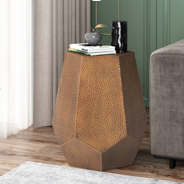 English Elm Christopher Knight Home® - METAL Modern Hammered Iron Geometric Side Table — Sleek Brushed Finish, Sturdy 80 lb Capacity Antique Bronze 72228.00BRZBRSANT