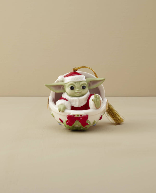 Lenox Grogu's Holiday Hover Pram Ornament Green, GREEN PORCELAIN 895920