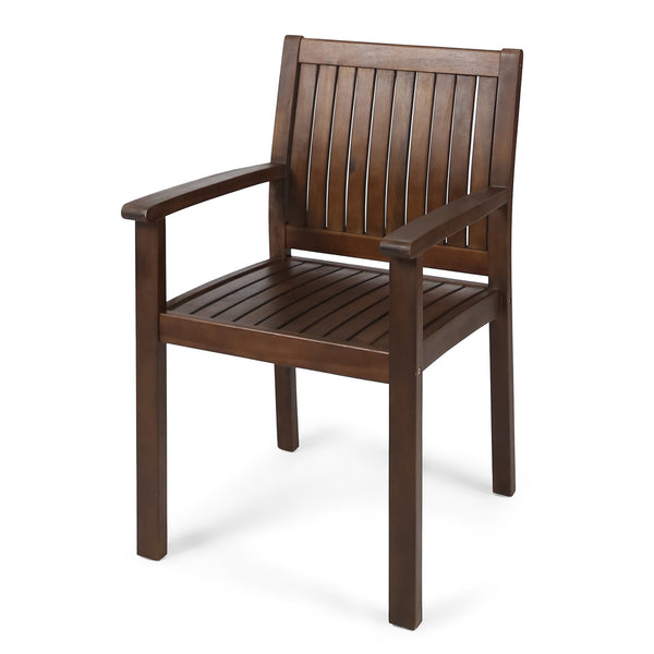 English Elm Wilson Solid Acacia Slatted Outdoor Dining Chairs Farmhouse Modern Patio Set of 2 61717.00DBRN