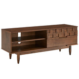 Homelegance By Top-Line Jenna Mid-Century Wood 2-Drawer TV Stand Brown Rubberwood