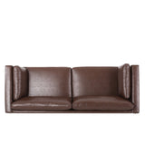 Christopher Knight Home® - Noble House - Warbler Contemporary Faux Leather Upholstered 3 Seater Sofa