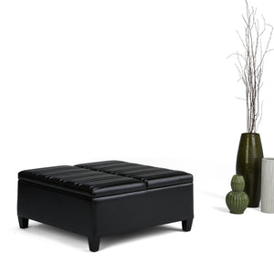 English Elm Ellis - Versatile Midnight Black Coffee Table Storage Ottoman With Lift-Top And Hidden Compartment B136P159156