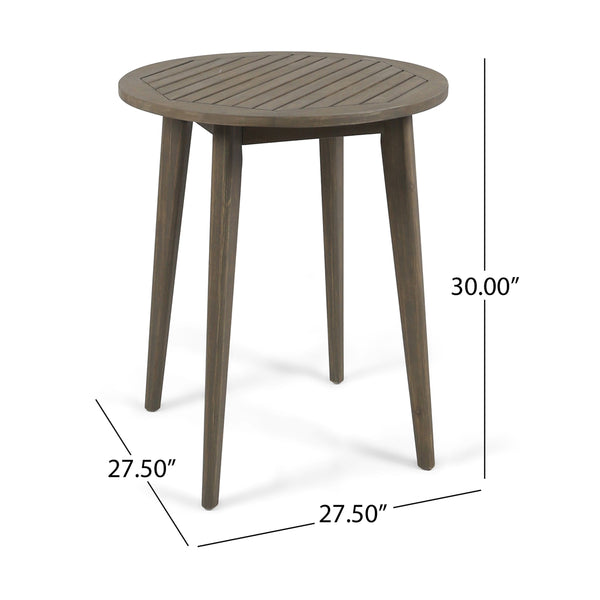 English Elm Stamford Round Solid Acacia Outdoor Bistro Table Weather Resistant Patio Dining 62919.00GRY