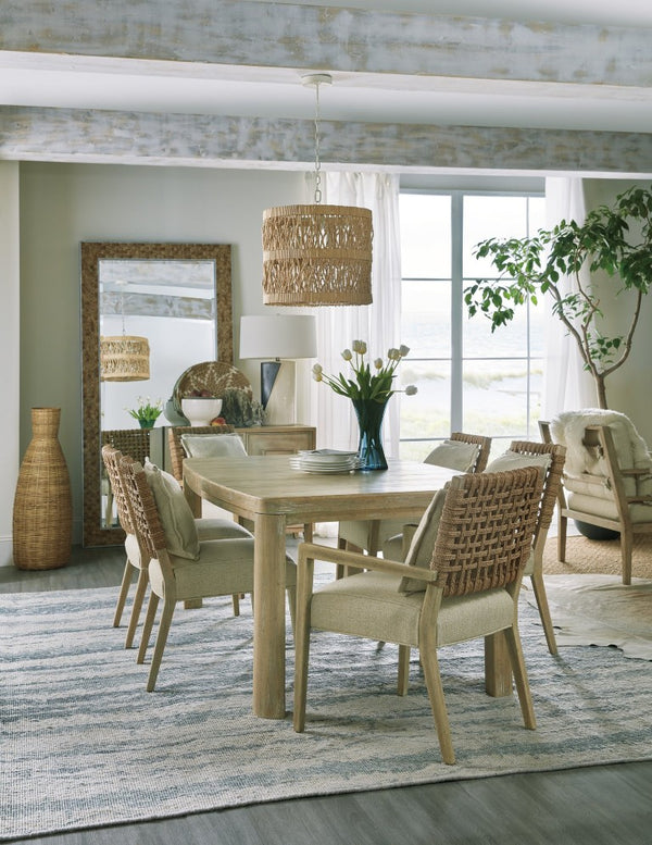 Hooker Furniture Surfrider Driftwood Farmhouse Dining Table With 18" Removable Leaf, Pecan Veneer, Rustic Charm 6015-75207-80