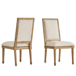 Homelegance By Top-Line Mayer Rectangular Linen and Wood Dining Chairs (Set of 2) Beige Rubberwood