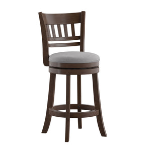 Homelegance By Top-Line Alessandro Linen Lattice Back Swivel Counter Height Stool Grey Rubberwood