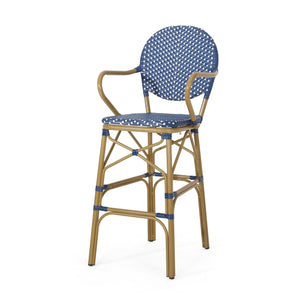 English Elm Outdoor Bistro Wicker Barstools Set of 2 Rust Resistant Aluminum Patio Bar Seating 72605.00