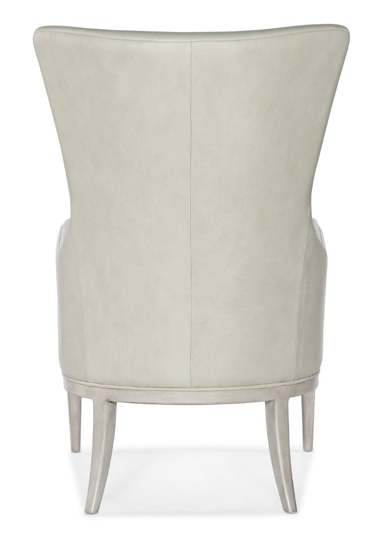 Hooker Furniture Kyndall Club Chair In Semi-Aniline Top-Grain Leather With Contrasting Kidney Pillow And Wood Legs Beige CC903-003