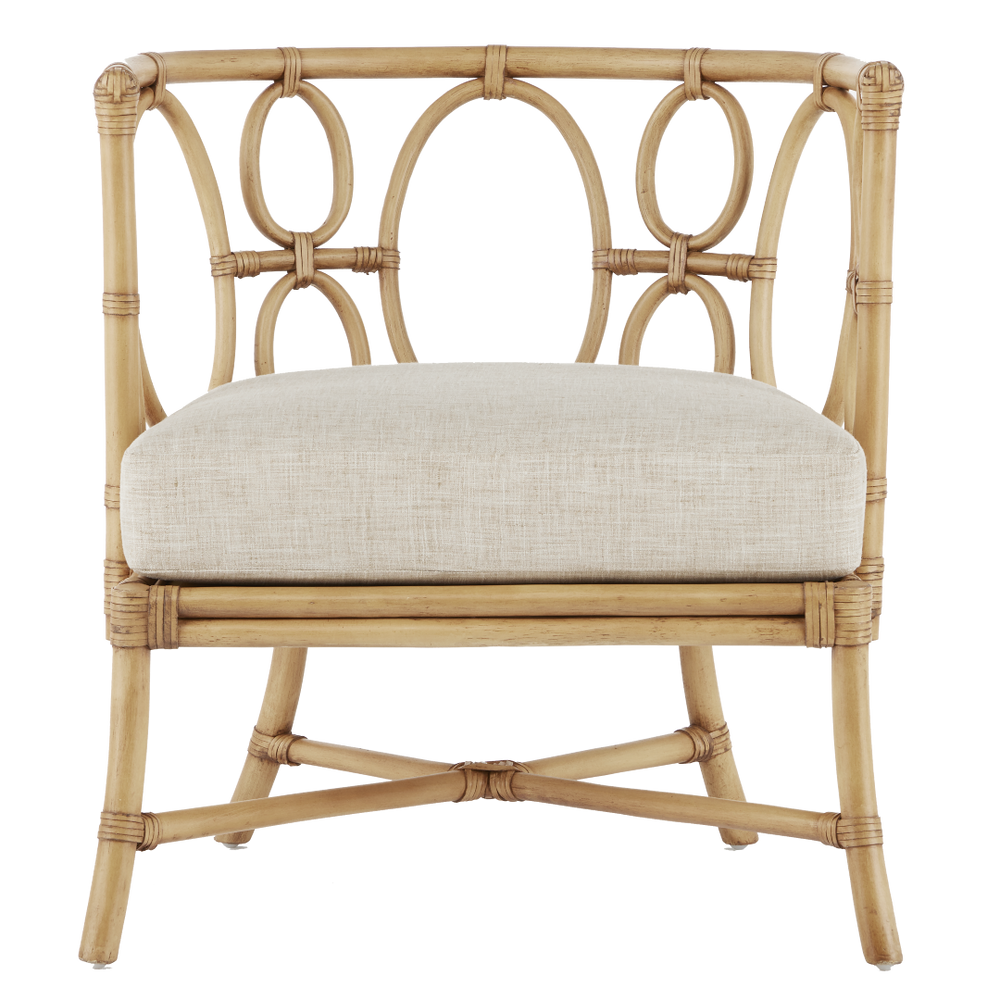 Tegal Natural Chair - Handcrafted Rattan with Leather Ties for Elegant Indoor & Beachside Living