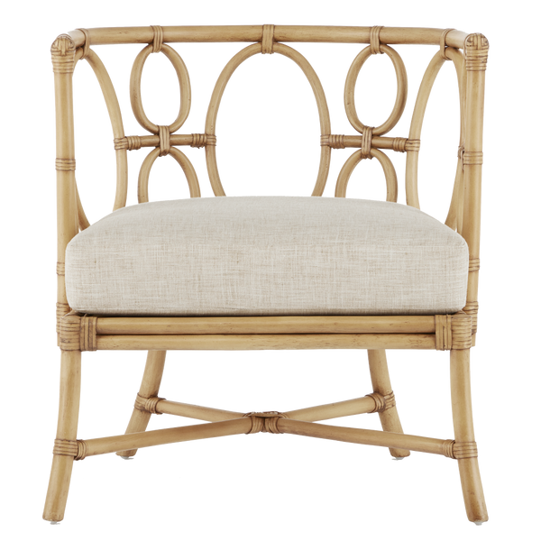 Tegal Natural Chair - Handcrafted Rattan with Leather Ties for Elegant Indoor & Beachside Living
