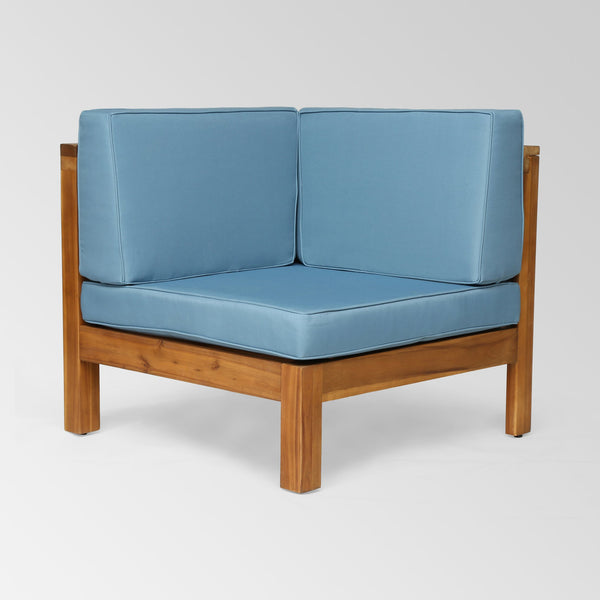 English Elm Oana Outdoor Corner Chair Solid Acacia Hardwood Slat Design with Weather Resistant Cushion 64495.00BLU