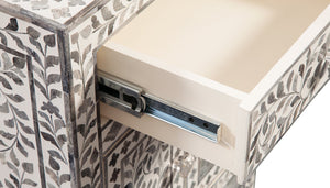 English Elm Steve Silver - Fowler Hand-Carved Accent Cabinet in Pearl Silver and Lilac Gray Bone Inlay, 28"L x 21.25"W x 16"H B081P157253