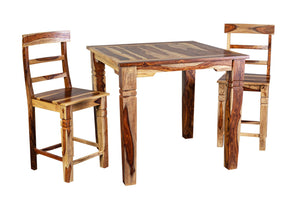 Porter Designs Porter Taos Solid Sheesham Wood 54" Square Counter Table - Timeless Craftsmanship & Artful Design Natural Wood 07-196-08-9027nl