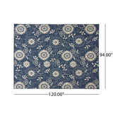 Christopher Knight Home® - Noble House - Wildflower Outdoor 7'10" X 10' Botanical Area Rug, Blue and Ivory