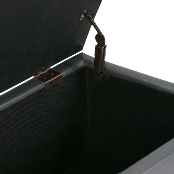 English Elm Avalon Storage Ottoman Bench - Versatile Stone Grey Faux Leather With Hidden Storage & Comfort B136P158645