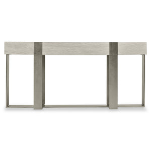 Bernhardt Bernhardt Tempo Console Table In Wire-Brushed Oak With Sandblasted Satin Nickel Bands, 68"W Slim Profile 346916