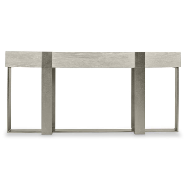 Bernhardt Bernhardt Tempo Console Table In Wire-Brushed Oak With Sandblasted Satin Nickel Bands, 68"W Slim Profile 346916