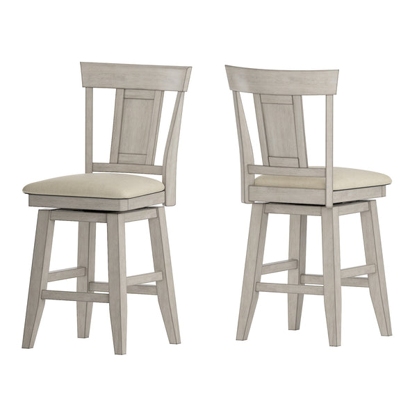 Homelegance By Top-Line Juliette Panel Back Counter Height Wood Swivel Chair White Rubberwood