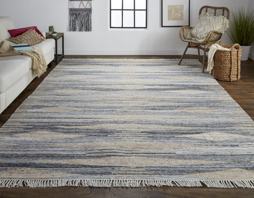 Feizy Rugs Beckett Eco-friendly Handwoven Low Pile Rug With Geometric Motifs For Stylish Home Decor Gray,Tan,Silver Pet 8900815fgrybgeg00