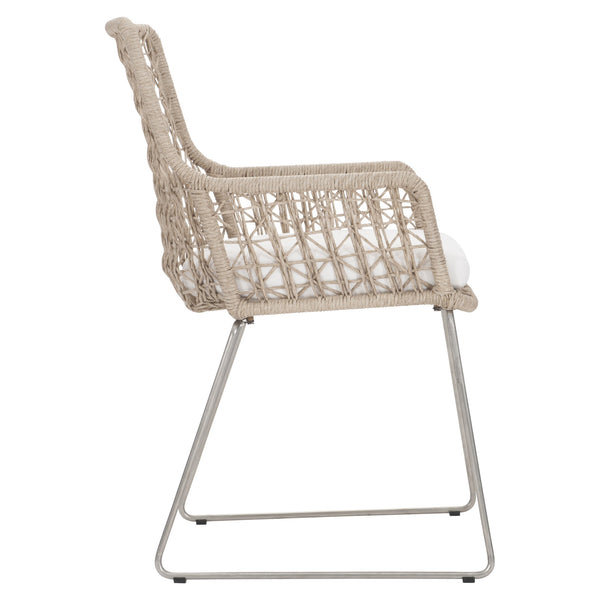 Bernhardt Bernhardt Coastal Woven Outdoor Side Chair With Cushioned Seat, Stainless Frame, Breathable Abaca Support Hazelnut 23"W x 23.75"D x 36"H K1951