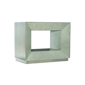 Bernhardt Bernhardt Tarnished Nickel Nightstand With Cerused White Oak Interior, Hidden Drawer & Geometric Flair 396219