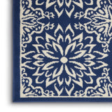 Nourison Jubilant JUB06 Machine Made Power-loomed Narrow Border Indoor Only Farmhouse Contemporary Rug Navy,Ivory, Navy Ivory 100% Polypropylene 99446857187