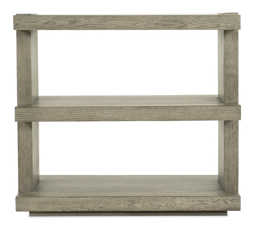 Hooker Furniture Linville Smoked-Mink Trails End Table With Oak Veneer, Plinth Base, Open Shelf For Modern Rustic Homes 6150-80113-85