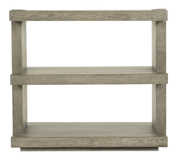 Hooker Furniture Linville Smoked-Mink Trails End Table With Oak Veneer, Plinth Base, Open Shelf For Modern Rustic Homes 6150-80113-85